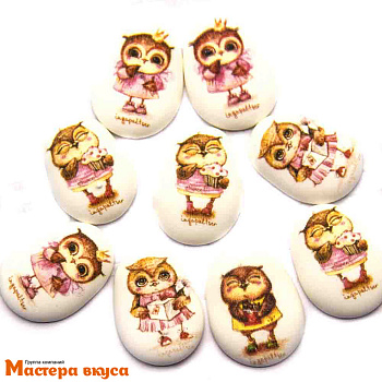 Сахарные медальоны СОВУШКИ, 35*25 мм