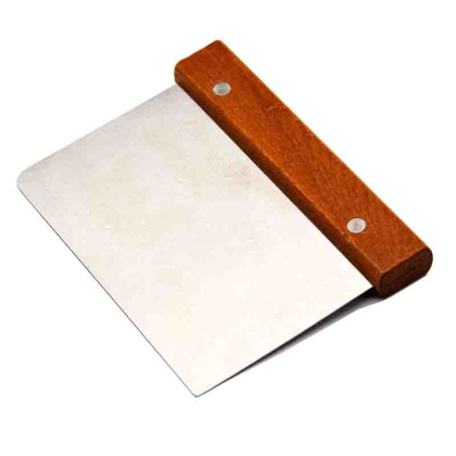 Шпатель-скребок кондитерский нержав.сталь 15*8,5 см, с деревянной ручкой