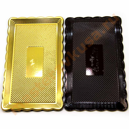 Поднос прямоугольный МЕДОРО пластик (золото), 15*35 см