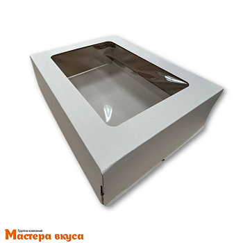 Короб для торта с окном 400*300*120 мм, белый (2-Д) ЭК