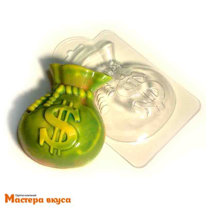 Форма для шоколада пластиковая МЕШОК ДОЛЛАРОВ 100*82*29мм