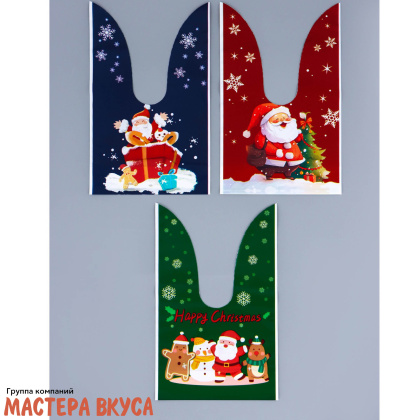 Пакет для сладостей  с завязками-ушками 12*22 см,  "Доставка подарков", микс