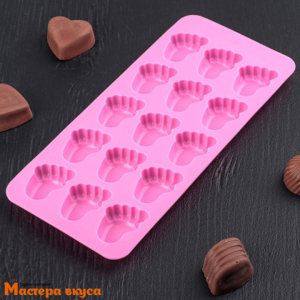 Форма для шоколада силиконовая  СЛЕДОЧКИ-ПЯТОЧКИ (Следопыт), (15 ячеек) 22*10*1,8 см