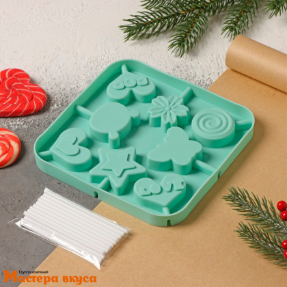 Форма для леденцов силиконовая СЛАДОСТЬ, (8 ячеек) 6*6 см