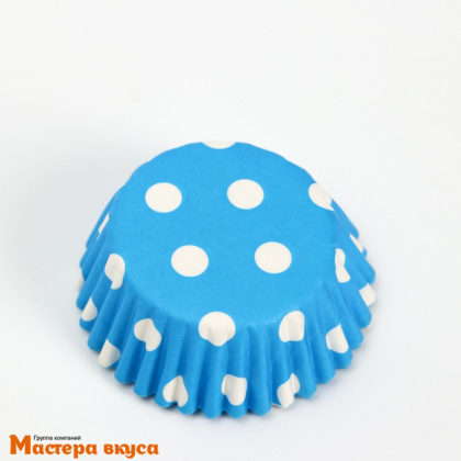 Капсула бумажная для конфет, d-3,5см  h-2см, ГОРОХ НА ГОЛУБОМ, (миниупак ~20-25 шт)