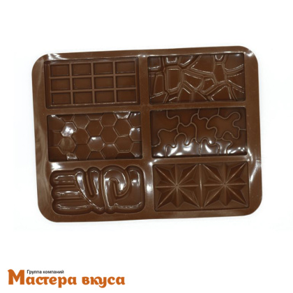Форма для шоколада силиконовая, плитка ФАКТУРНАЯ 6в1, 15,5*8*1,3 см