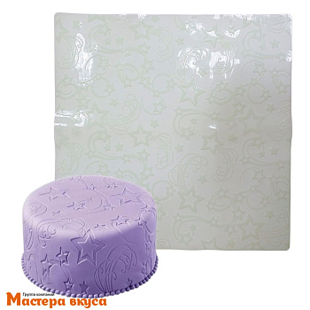 Коврик текстурный силиконовый (рельеф) для мастики "Звезды", 50*50 см