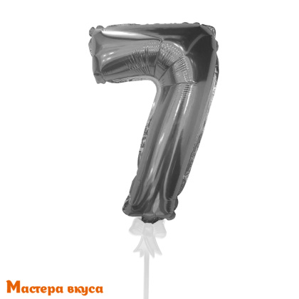 Топпер-шар самонадувающийся с палочкой- 7, серебро h-15см