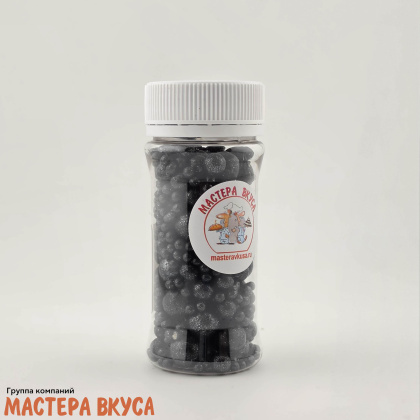 Посыпка Шарики зерновые Жемчуг микс №159 ЧЕРНЫЙ (d2-12мм), 50 г  