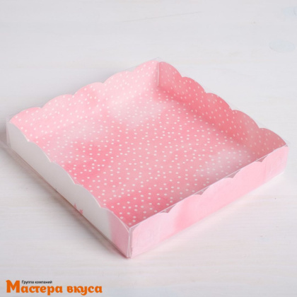 Упаковка для пряников и печенья с прозр. крышкой 150*150*30 мм  (Happy time)