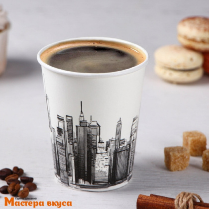 Стакан бумажный "Город" (светлый), 250 мл