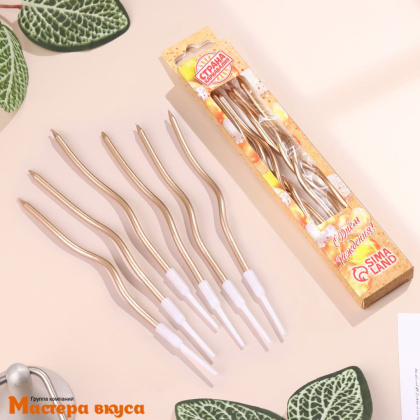 Свечи высокие Волна шампань, (набор 6 шт), h-12см