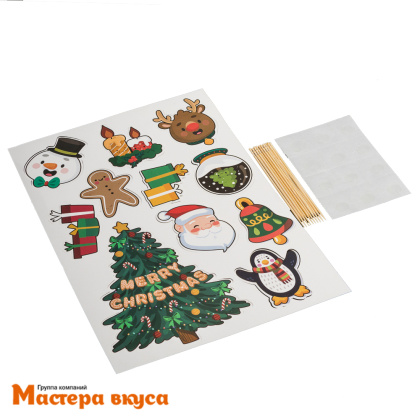 Набор топперов НОВОГОДНИЙ, картон (набор 11 шт)