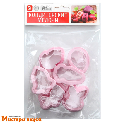 Набор вырубок пластик  ПАСХАЛЬНЫЙ МИКС, ~8*7*2 см, (набор 6 шт)