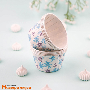 Форма бумажная Маффин 50*40 мм, ламинированная  СНЕГОПАД
