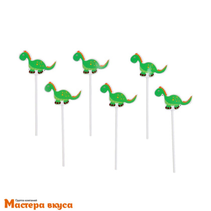 Набор топперов ДИНО, картон (набор 6 шт) ~16 см