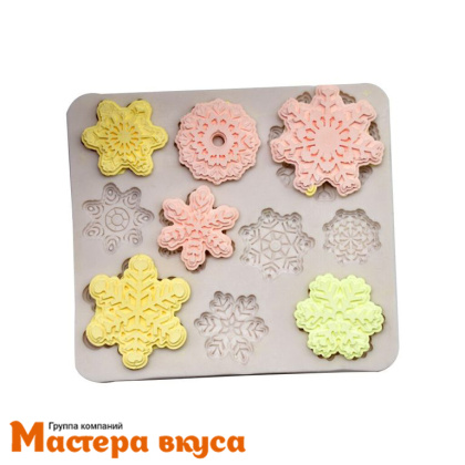 Молд силиконовый СНЕЖИНКИ 10в1, 7,9*8,8 см