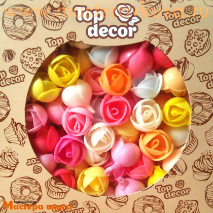 Вафельные цветы ПИОНЫ d~2 см (упак 230 шт микс)