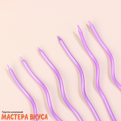 Свечи высокие Волна фиолетовые, (набор 6 шт), h-15см