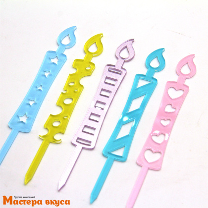 Свечи  Акриловые МИКС, (набор 5 шт) h-8,8 см 