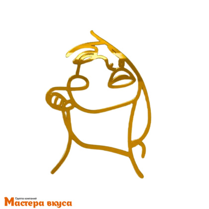 Зеркальное украшение КОНТУР ЛИЦА (ДЕВУШКА), золото, ~11*15 см (без палочки)