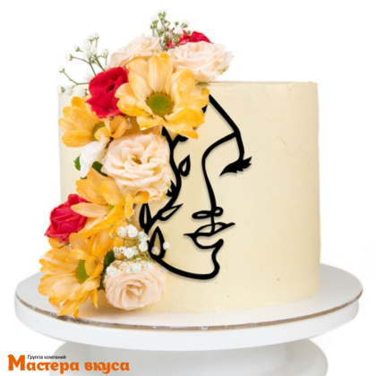 Украшение акриловое КОНТУР ЛИЦА С МАЛЕНЬКОЙ ВЕТКОЙ, чёрный, ~12,8*8,5 см (без палочки)