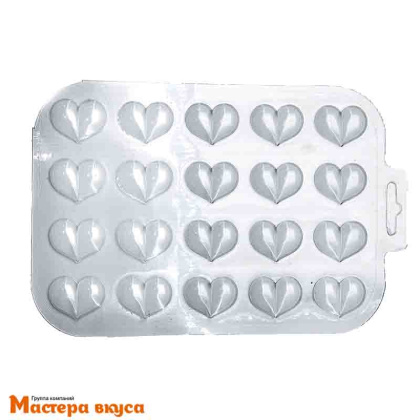 Форма для шоколада пластиковая СЕРДЦА ШОКО ГЕО №3 , 28*21*5 мм