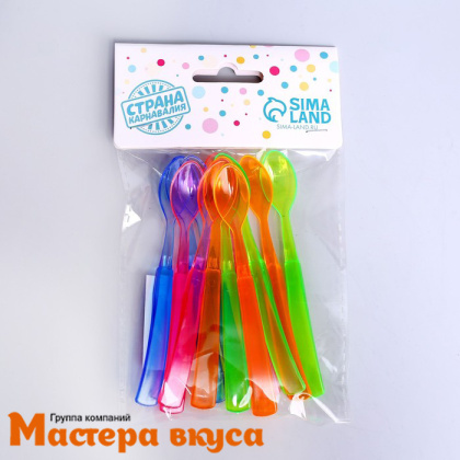 Ложка пластиковая чайная, 10 см, цвет микс, (упак 12 шт)