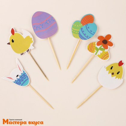 Шпажки "Пасха", дерево, 10 см (набор 6 шт)