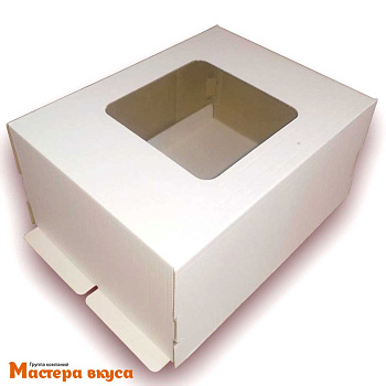 Короб для торта с окном 400*300*200 мм, белый (2-Д) АП