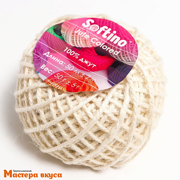 Шпагат джутовый скрученный 50м, d-1,5мм, бежевый