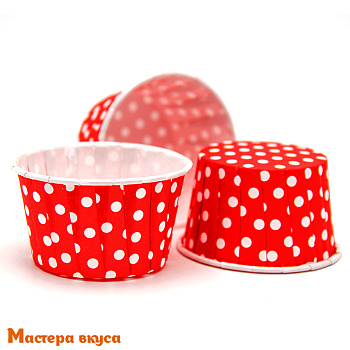Форма бумажная Маффин 50*40 мм, ламинированная КРАСНАЯ В ГОРОХ
