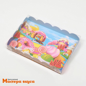 Упаковка для пряников и печенья с прозр. крышкой 220*150*30 мм  (Сладкая долина)