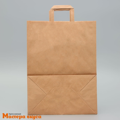 Пакет бумажный с плоскими ручками 260*150*350 мм, (крафт)