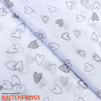 Бумага упаковочная тишью "Сердечки" 50*70 см (упак 5 листов) 