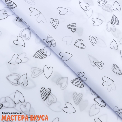 Бумага упаковочная тишью "Сердечки" 50*70 см (упак 5 листов) 