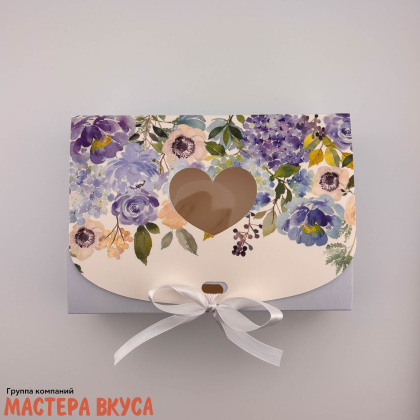 Упаковка для сладостей с лентой 165*115*50 мм (Лиловые цветы)