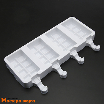 Форма для мороженого силиконовая (эскимо) ПЛИТКА, (4 ячейки) ячейка 9*5 см