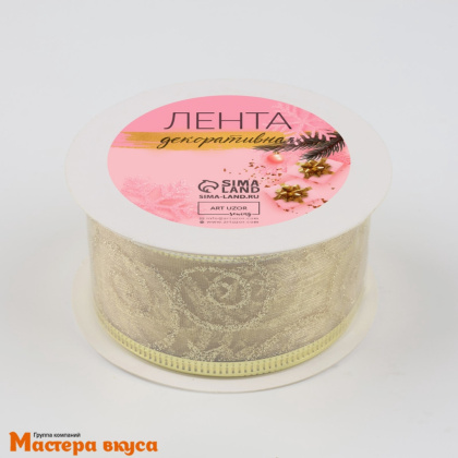 Лента капроновая армированная метал.нитью, ЗОЛОТЫЕ ВЕНЗЕЛЯ на золоте, 38мм, ~2,7м