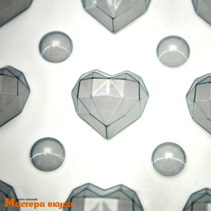 Форма для шоколада пластиковая СЕРДЦЕ ГРАНЕНОЕ, (12 ячеек)