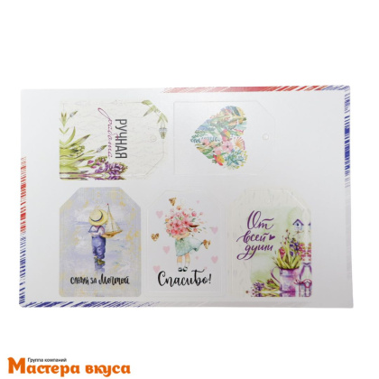 Бирка декоративная в наборе "Весеннее ассорти" 4*5,5 см, (набор 5 шт)