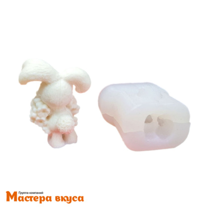 Молд силиконовый  3D ЗАЙКА В ЦВЕТАХ, изд 6,8*4,4см h8,5см (шоколад~75гр) 