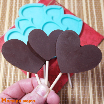 Форма для леденцов силиконовая СЕРДЕЧКИ, (6 ячеек) d~2,8-7,6 см  