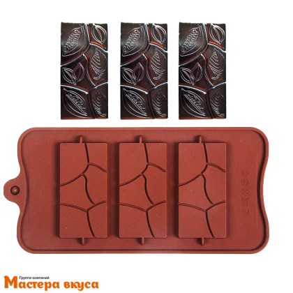Форма для шоколада силиконовая, плитка ТРЕЩИНЫ 3в1, (3 ячейки) 16*8*0,7 см