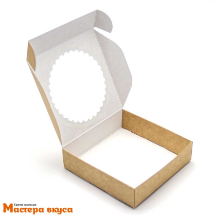 Упаковка для пряников и печенья с окном 11,5*11,5*3 см (крафт)