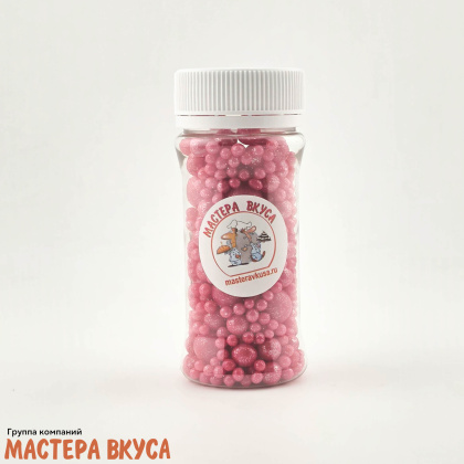 Посыпка Шарики зерновые Жемчуг микс №220 МАЛИНОВЫЙ (d2-12мм), 50 г  