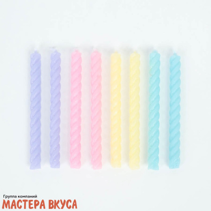 Свечи набор, Спираль Палитра Цветная, (набор 8 шт), h-7см