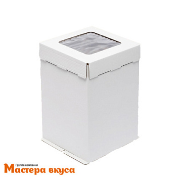 Короб для торта с окном 360*360*400 мм, белый (3-Д) АП