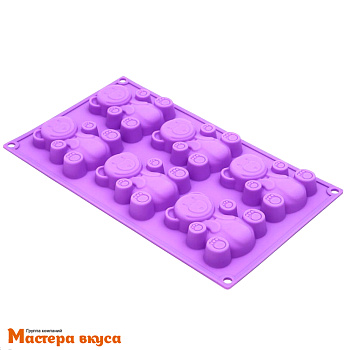 Форма силиконовая МИШКИ, (6 ячеек) 31*18*2 см (барни)