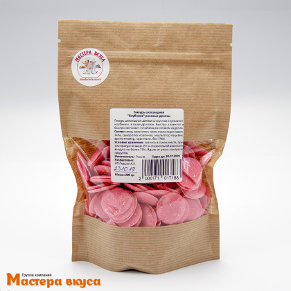 Глазурь Шокомилк со вкусом Клубники со сливками розовые дропсы, (коробка 6,5 кг - фасовка 1 кг)